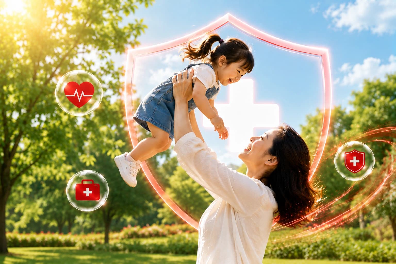 Gia đình và lá chắn y tế cho bảo hiểm sức khỏe