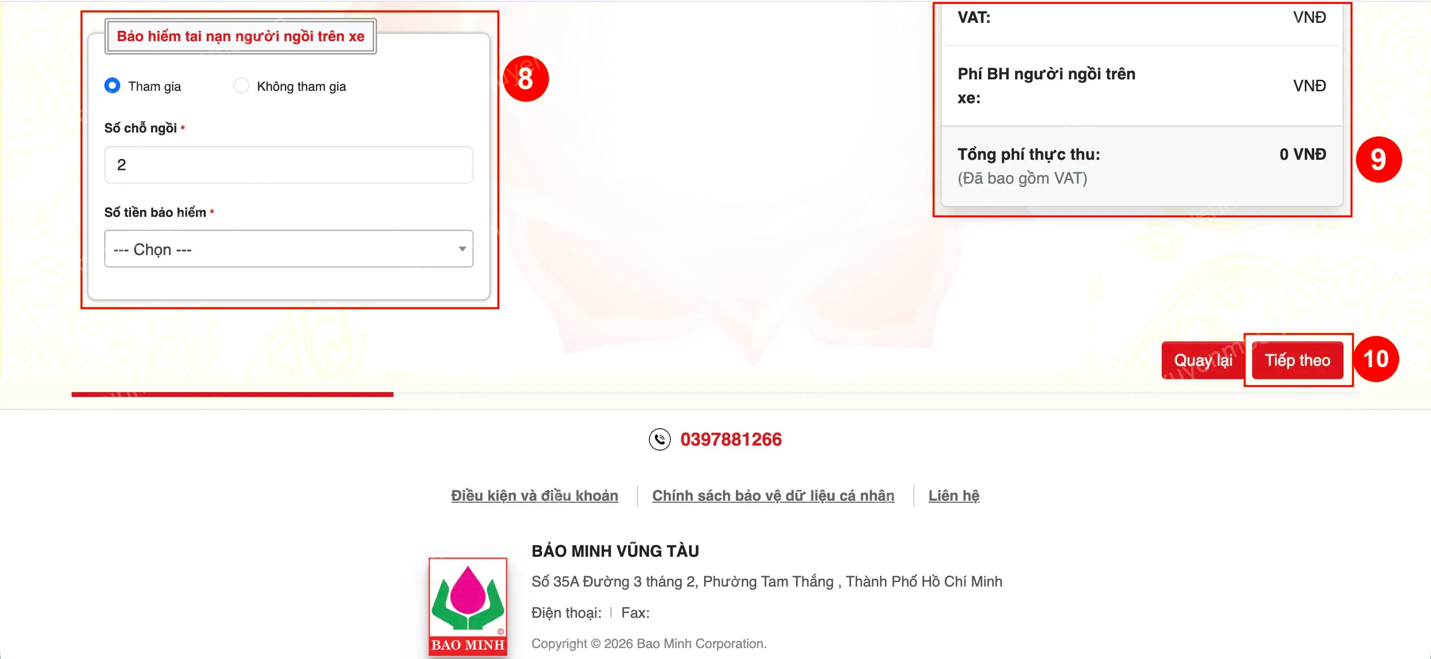 Hình 5. Bảo hiểm bổ sung, tổng phí và tiếp tục