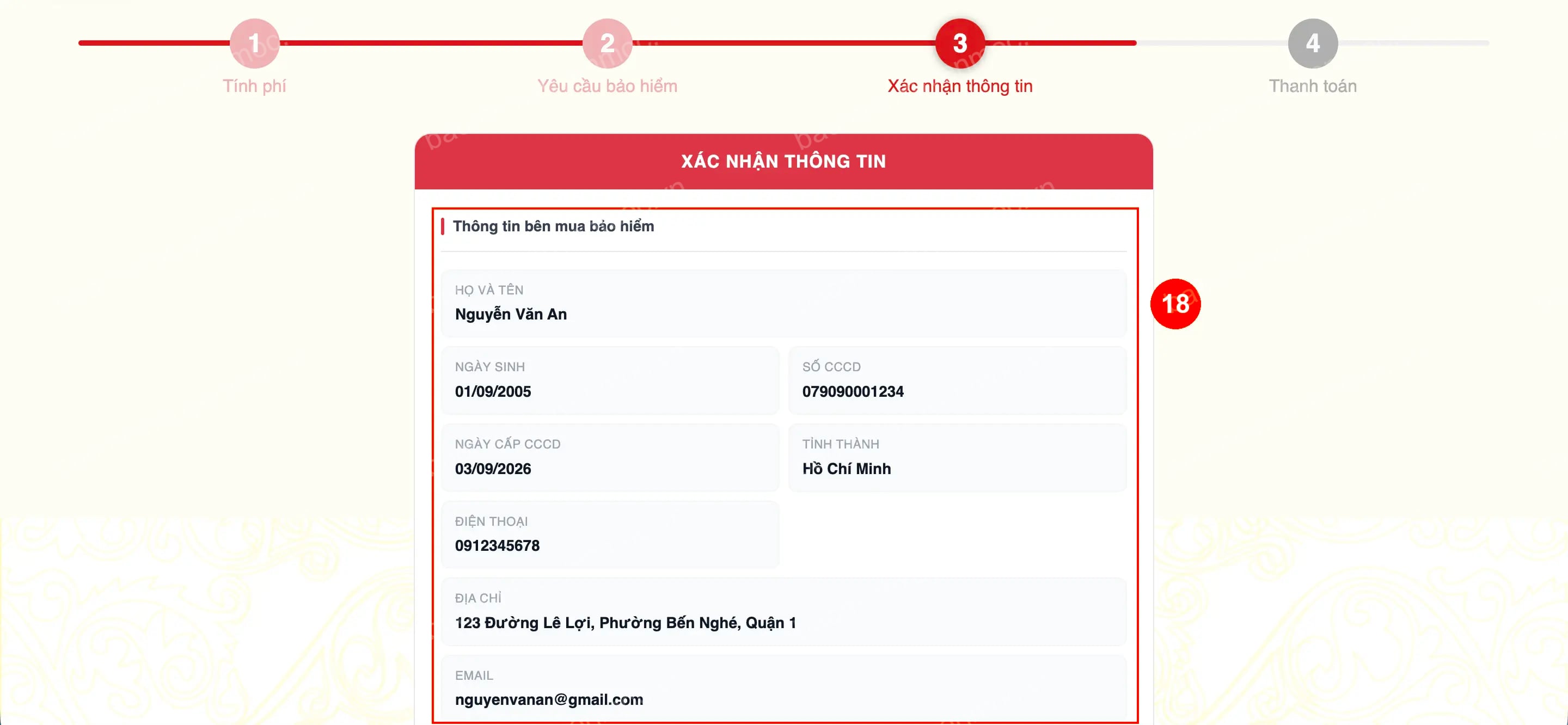 Hình 9. Kiểm tra thông tin bên mua bảo hiểm