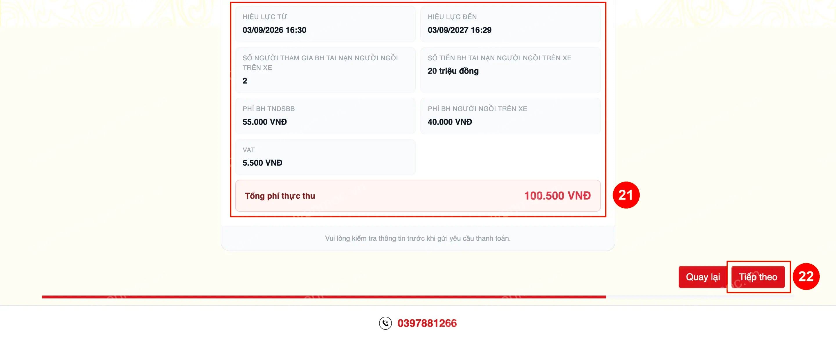 Hình 11. Kiểm tra các khoản phí và xác nhận