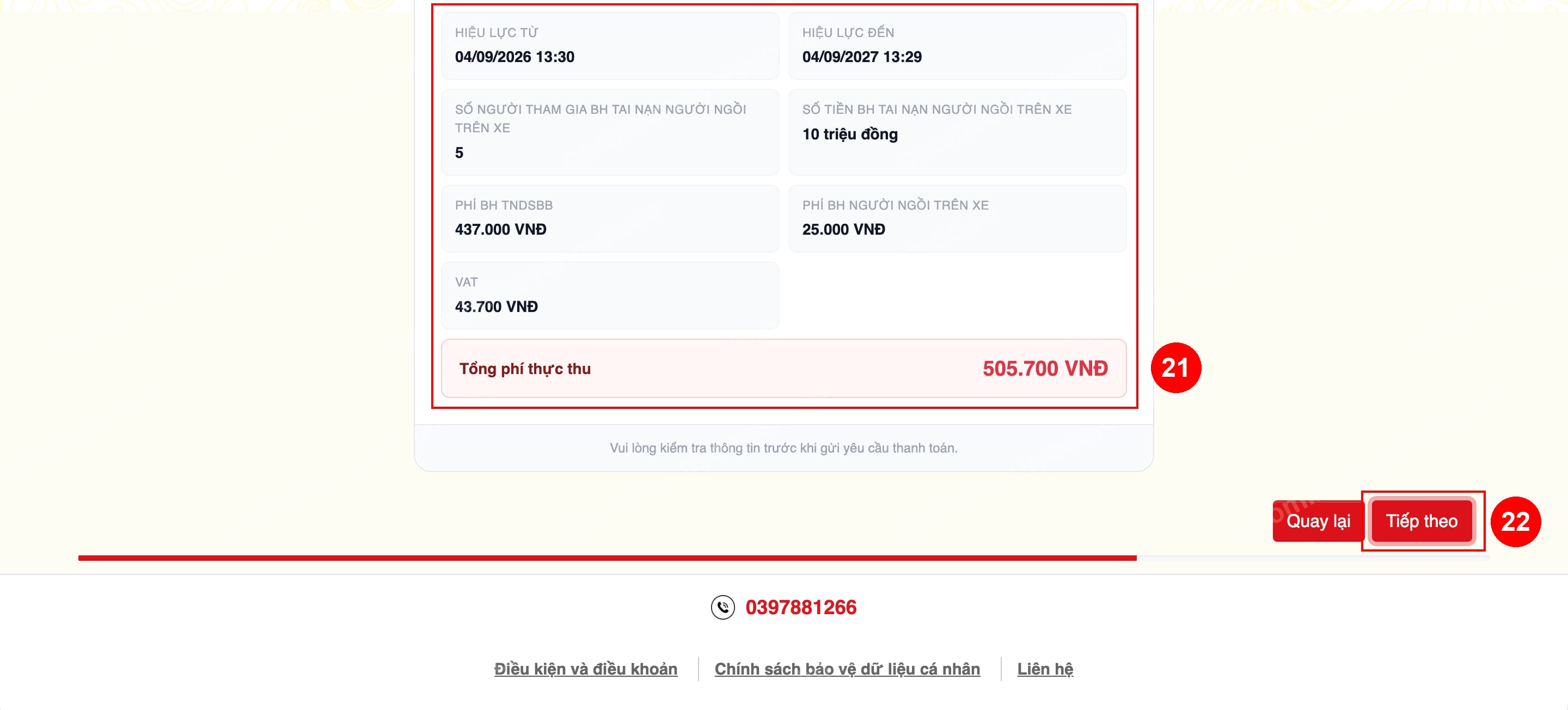 Hình 11. Kiểm tra các khoản phí và xác nhận