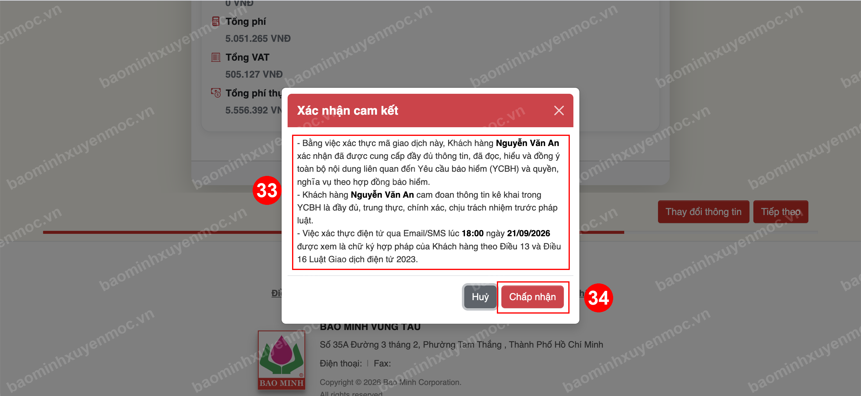 Hình 14. Đọc và chấp nhận cam kết