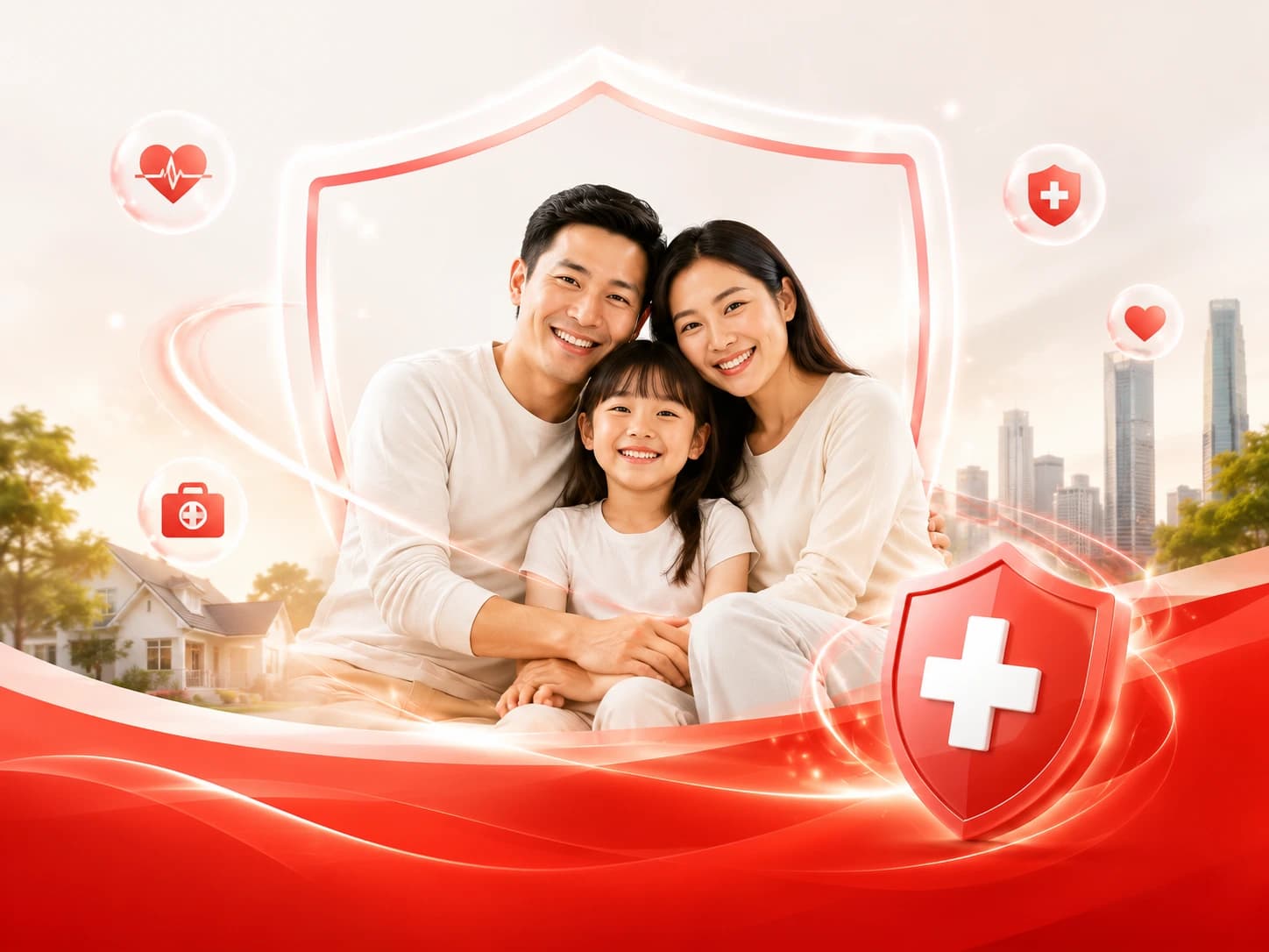 Gia đình và lá chắn y tế cho bảo hiểm sức khỏe